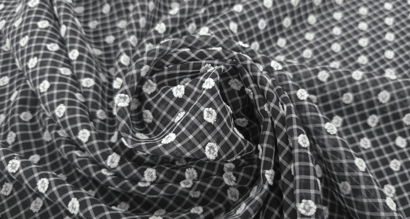 Printed Chiffon Floral Check