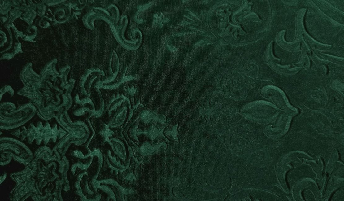 Royal Embossed Stretch Velvet Bottle Green