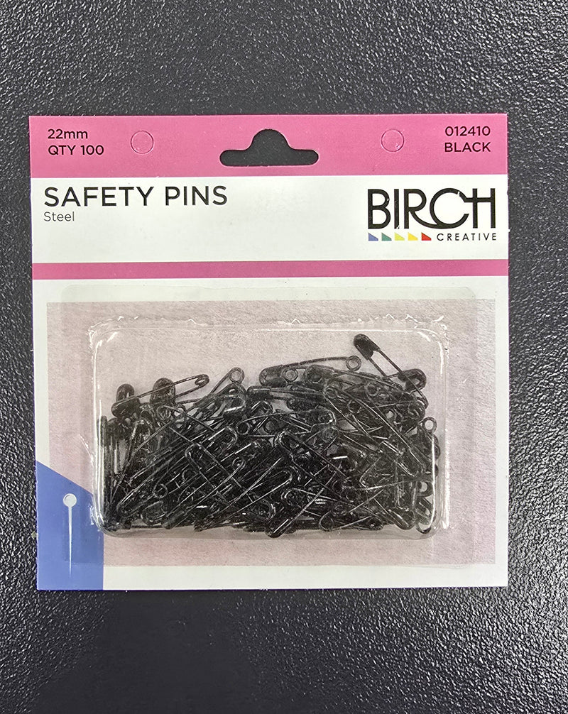 Safety Pins Black 22mm