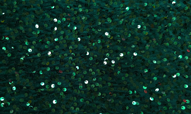 Sequin Stretch Velvet Bottle Green