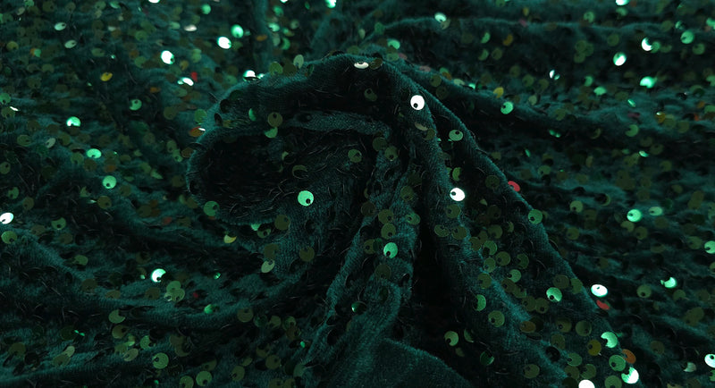 Sequin Stretch Velvet Bottle Green