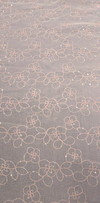 Sequin Embroidered Voile Pink Swirl