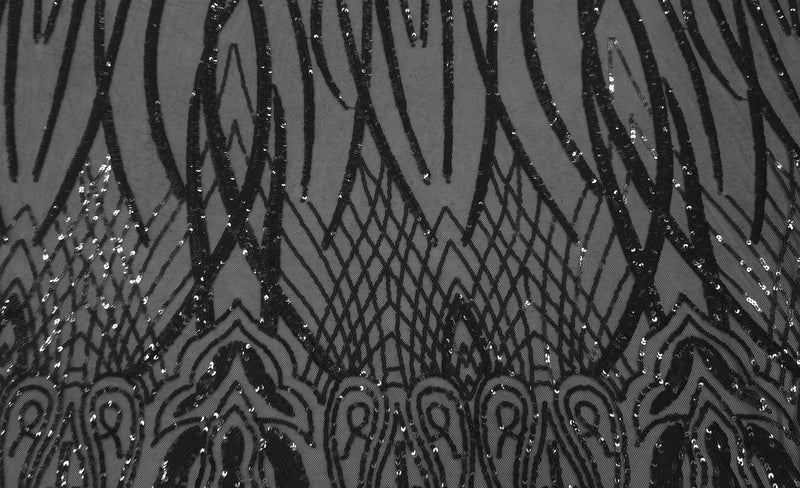 Sequinned Stretch Mesh Bedazzled Black