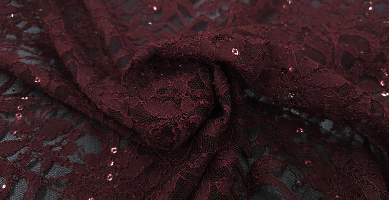 Sequinned Lace Dainty Dark Wine