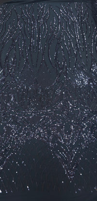 Sequinned Stretch Mesh Bedazzled Navy