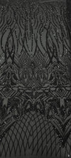 Sequinned Stretch Mesh Bedazzled Black