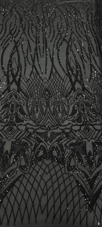 Sequinned Stretch Mesh Bedazzled Black