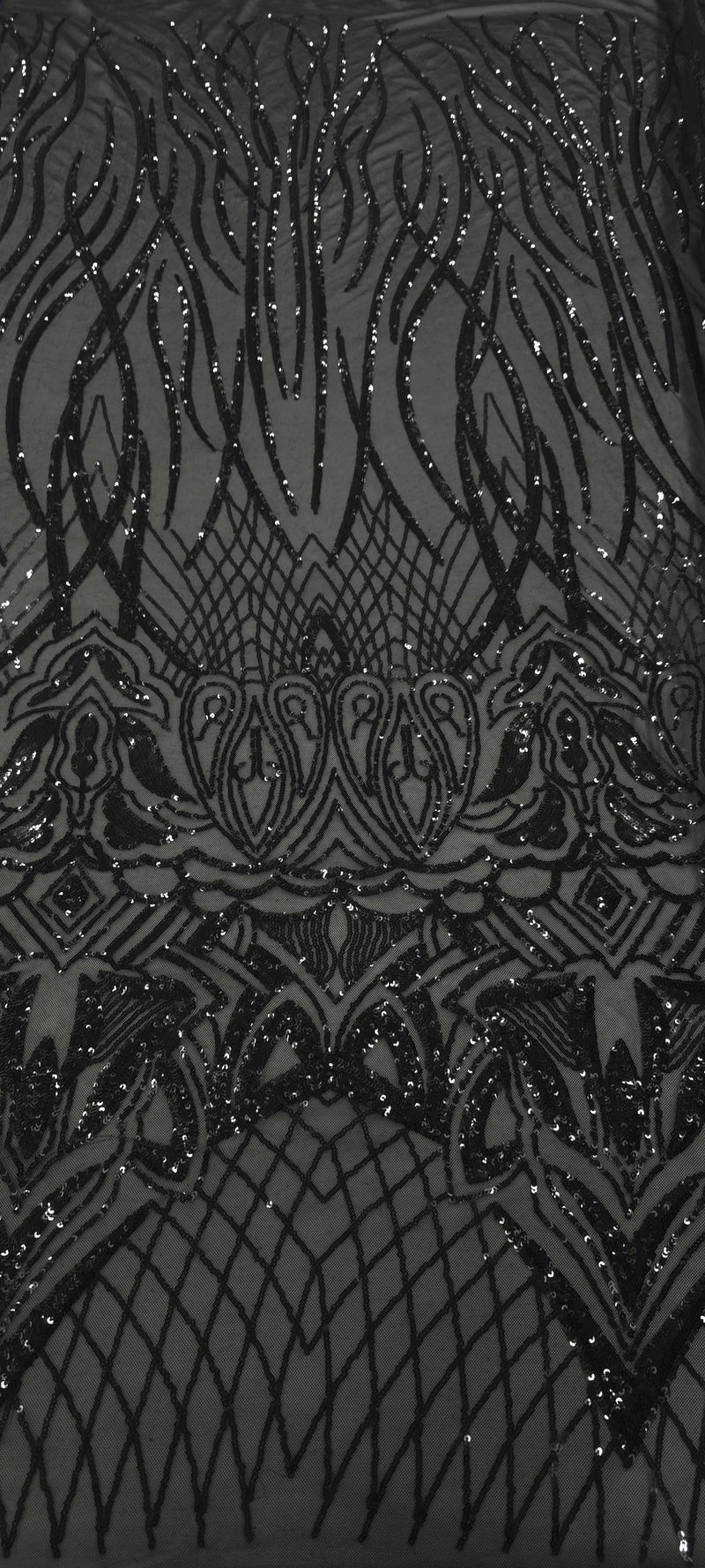 Sequinned Stretch Mesh Bedazzled Black
