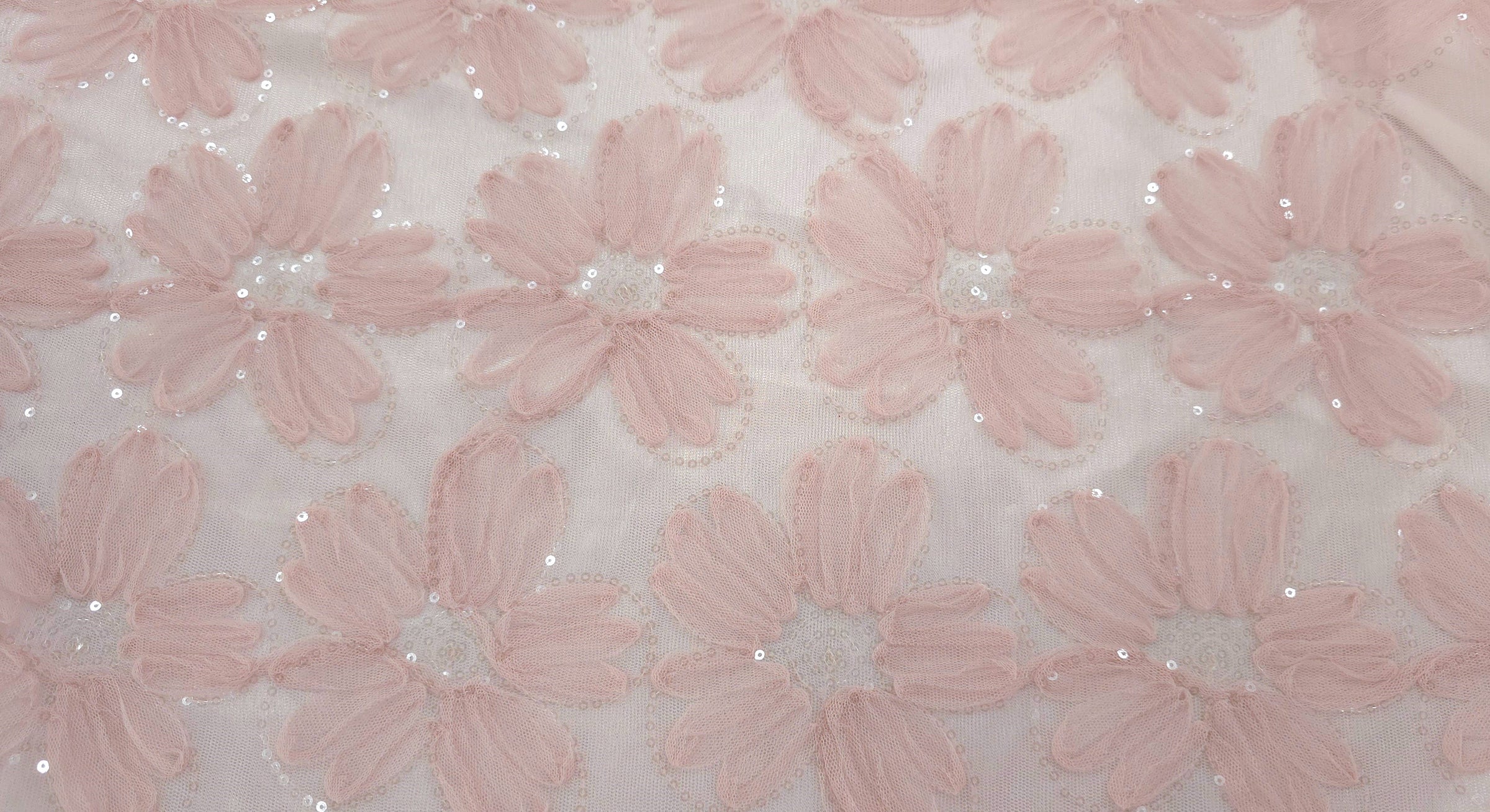 Sequinned Tulle 3D Flower Pink