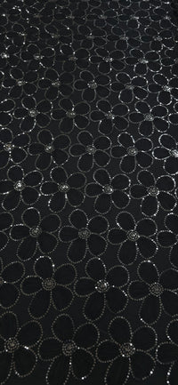 Sequinned Tulle 3D Flower Black