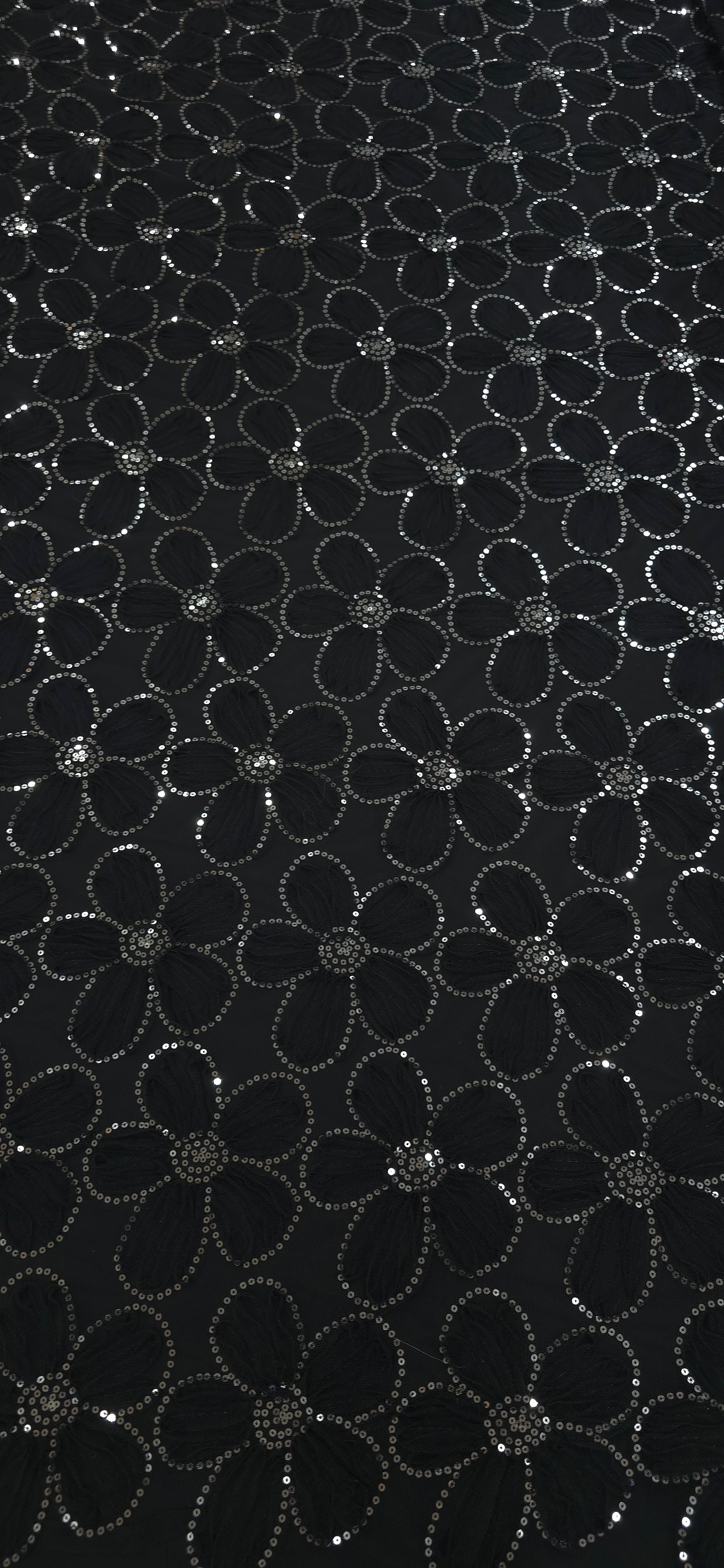 Sequinned Tulle 3D Flower Black