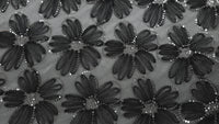 Sequinned Tulle 3D Flower Black