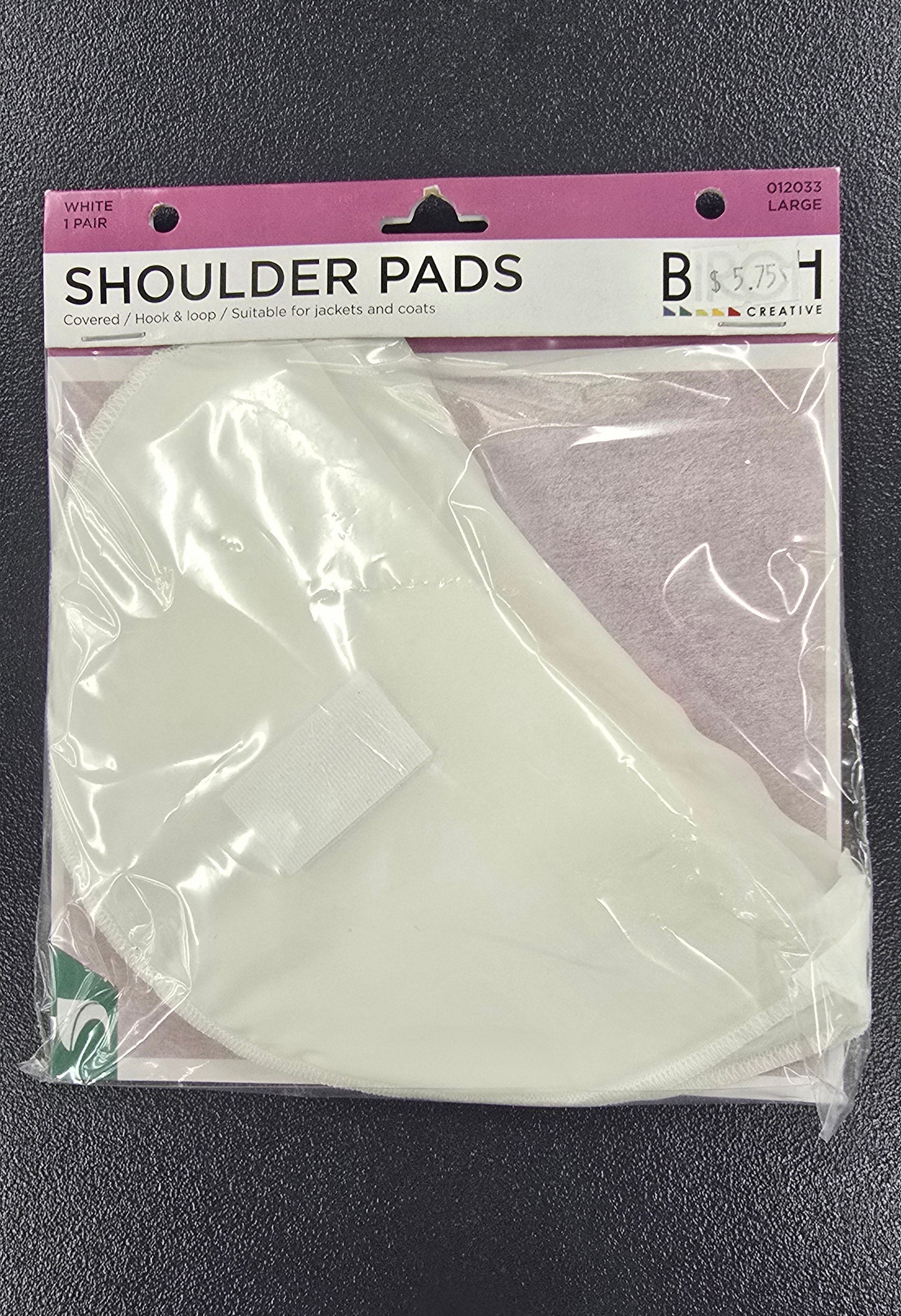 Shoulder Pads Covered Hook & Loop Large White