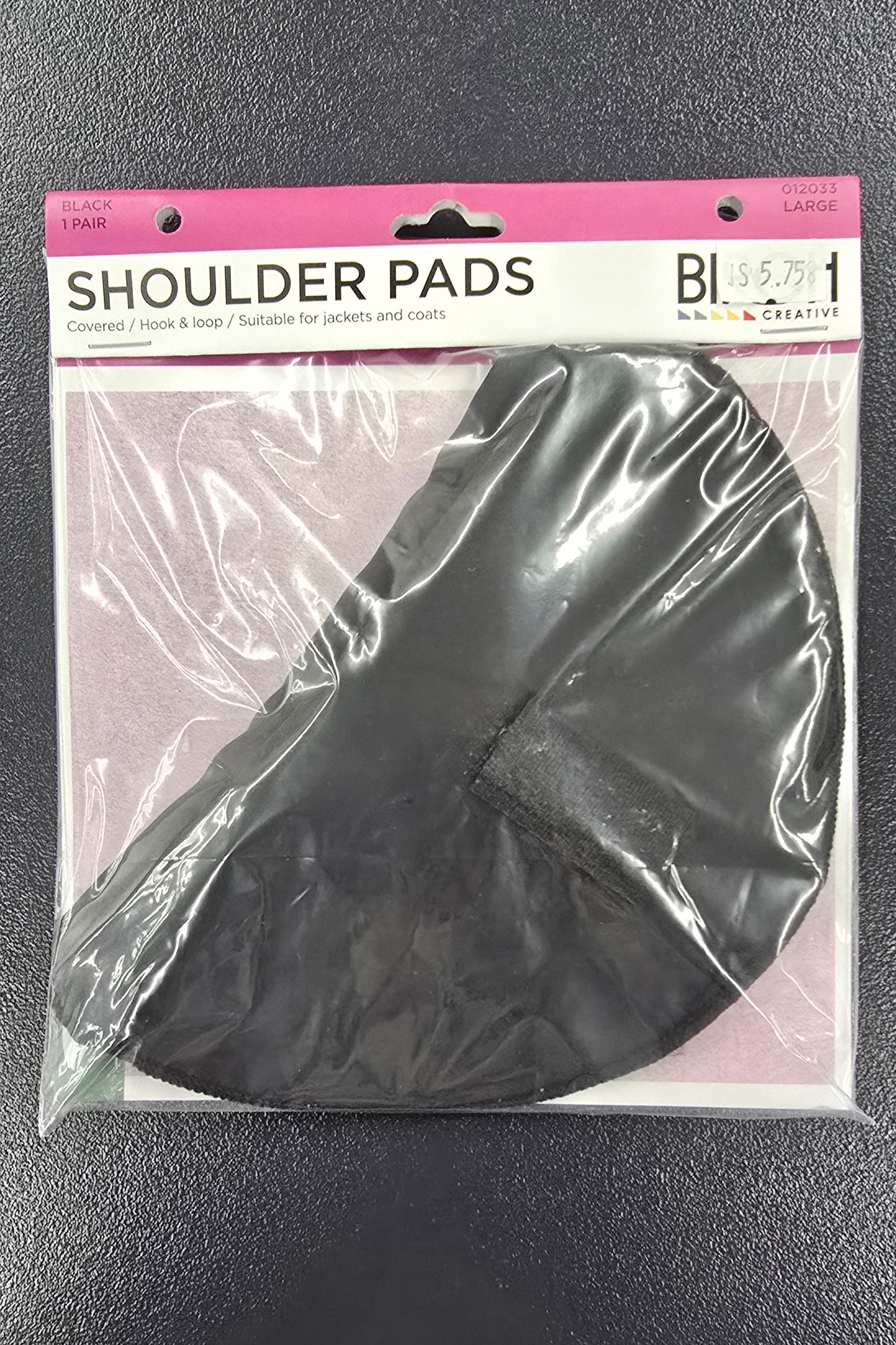 Shoulder Pads Covered Hook & Loop Large Black