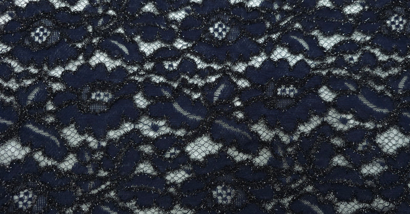 Embroidered Lace Metallic Dream Dark Navy