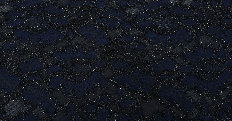 Embroidered Lace Metallic Dream Dark Navy