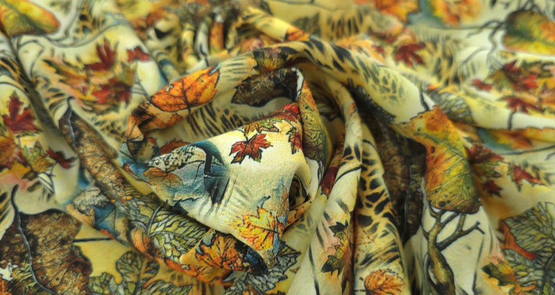 Woven Stretch Polyester Autumn Forest
