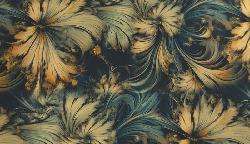 Woven Stretch Polyester Leaf Swirls