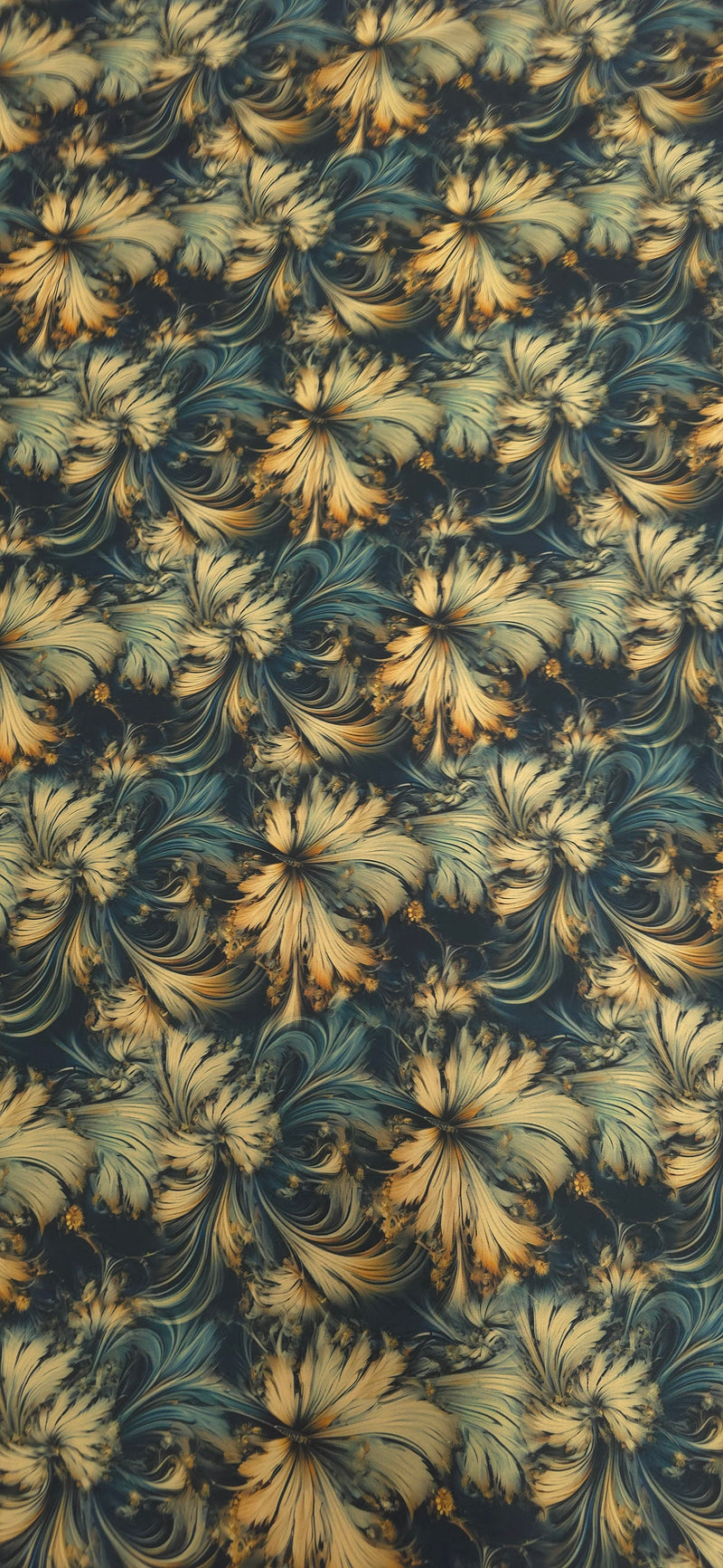 Woven Stretch Polyester Leaf Swirls