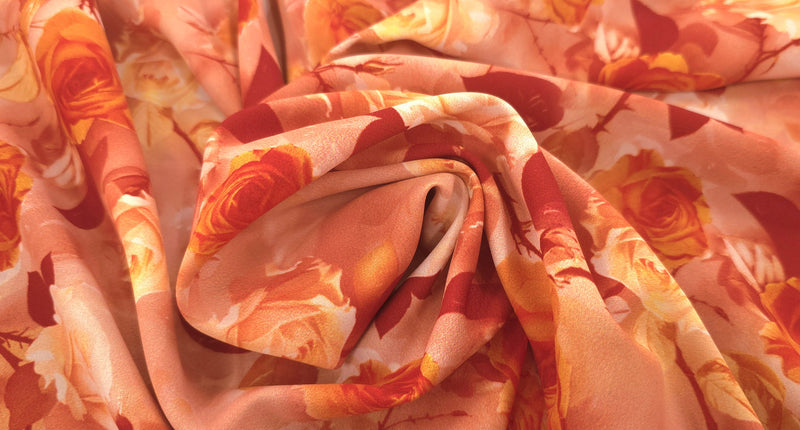 Woven Stretch Polyester Autumn Rose