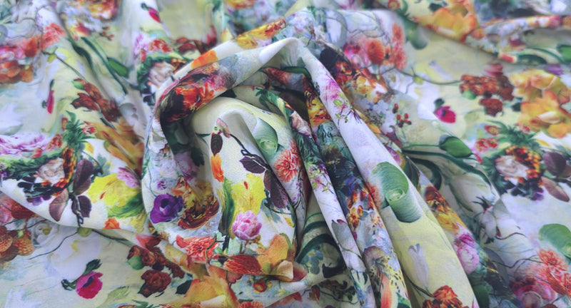 Woven Stretch Polyester Floral Bouquet