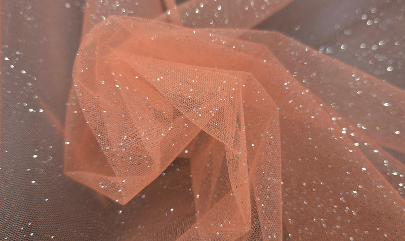 Glitter Tulle Apricot Silver