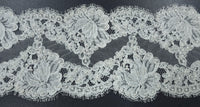 Chantilly Lace Trim Corded Beaded White