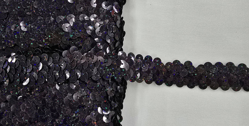 Stretch Sequin Trim 2 Row Black Sparkle