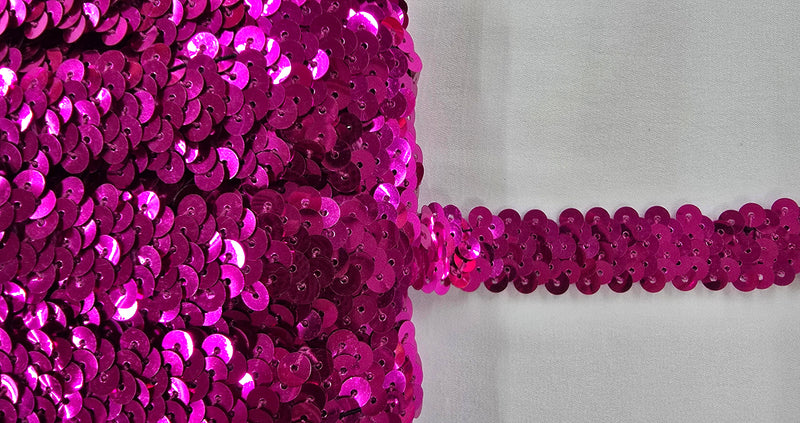 Stretch Sequin Trim 2 Row Fuschia