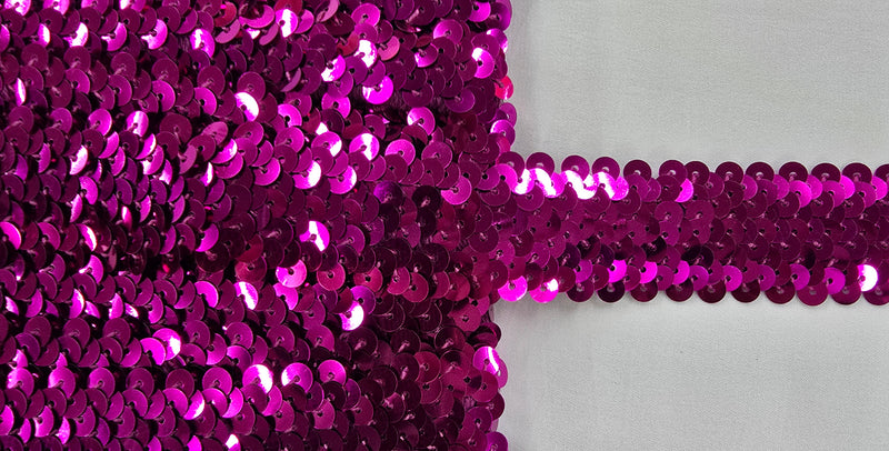 Stretch Sequin Trim 3 Row Fuschia