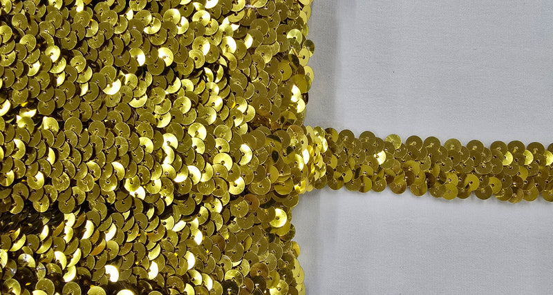 Stretch Sequin Trim 2 Row Gold