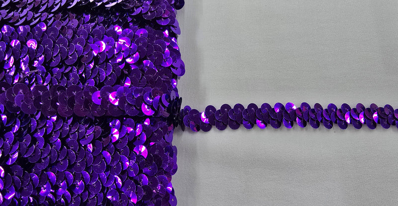 Stretch Sequin Trim 1 Row Purple