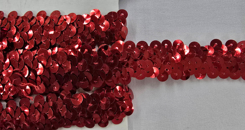 Stretch Sequin Trim 2 Row Red