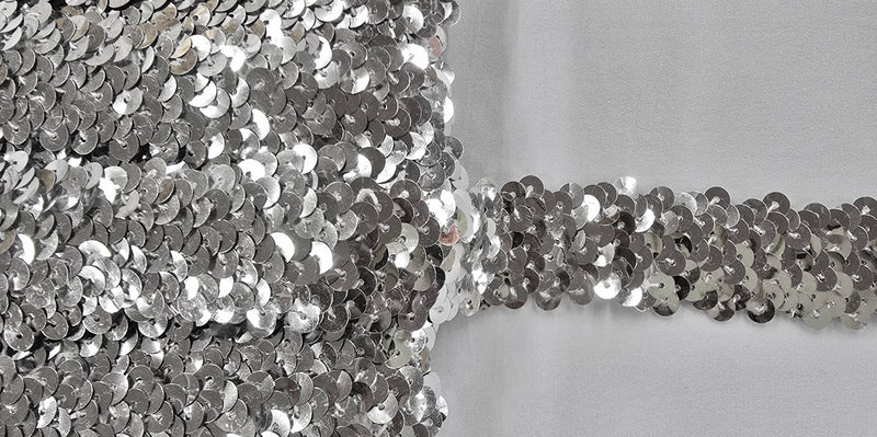 Stretch Sequin Trim 3 Row Silver