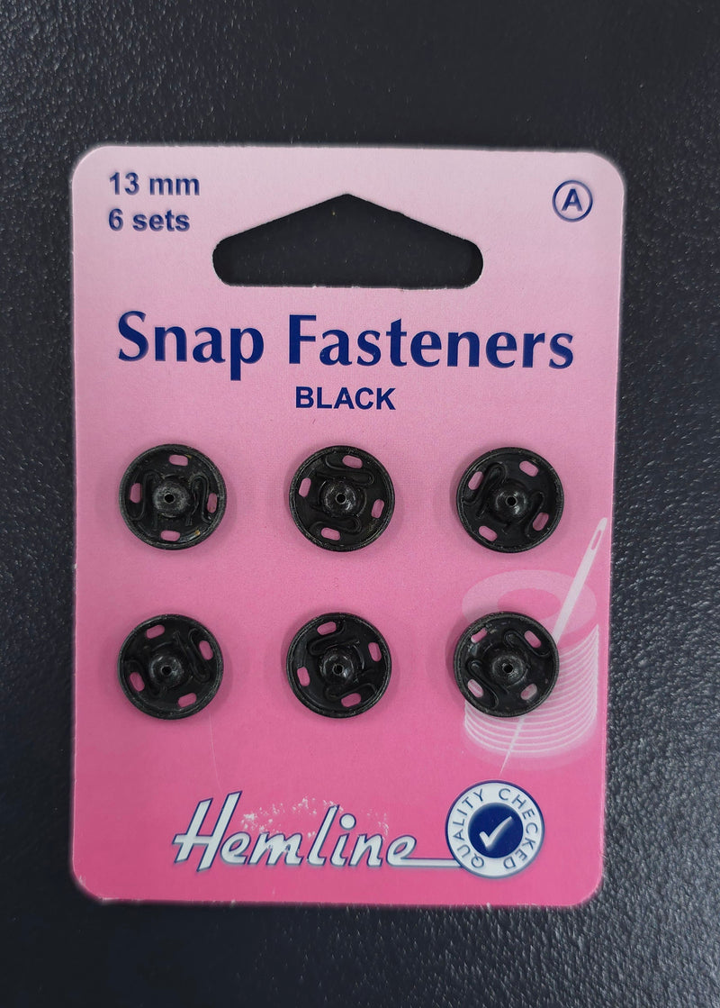 13mm Snap Fasteners Black – DK Fabrics
