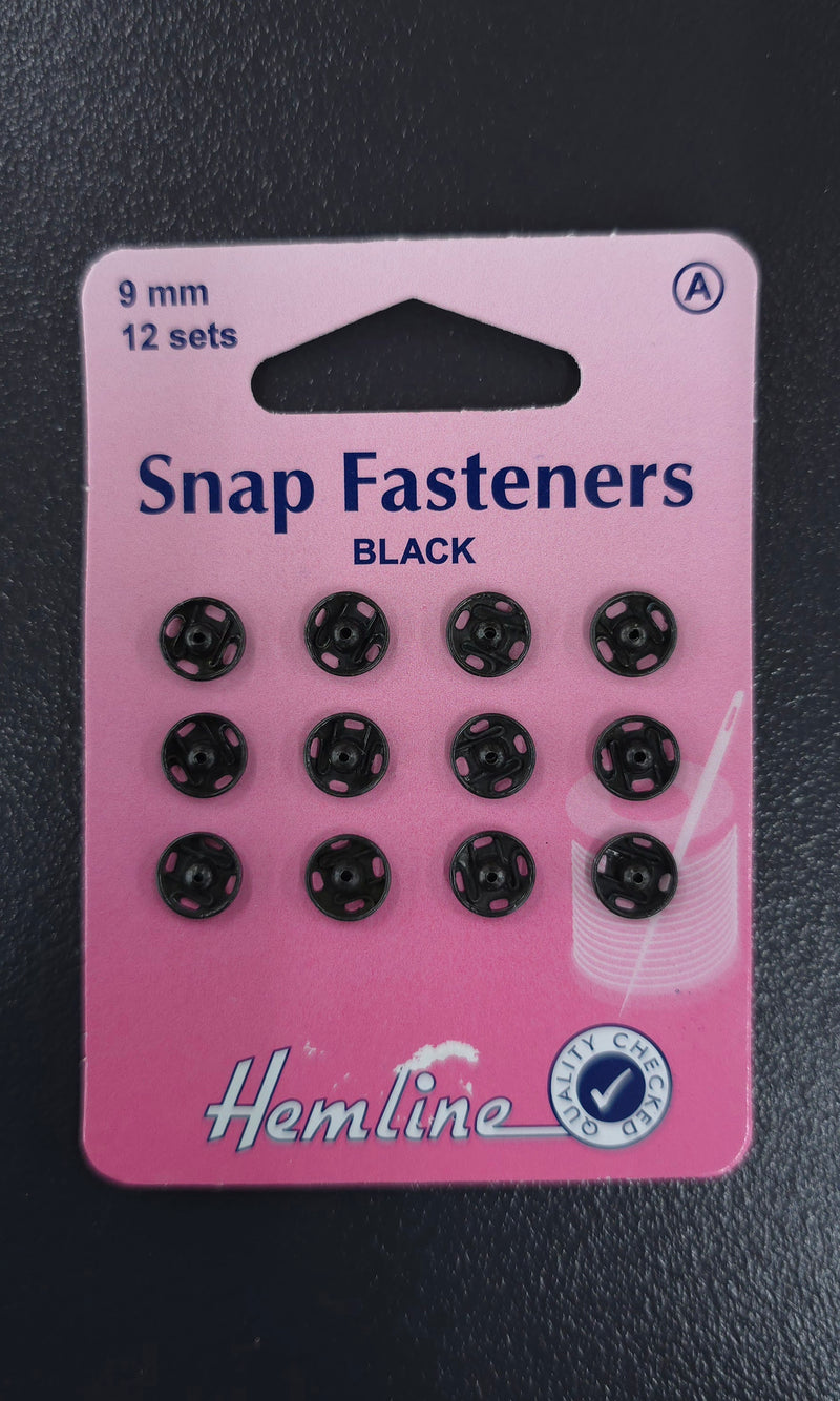 9mm Snap Fasteners Black