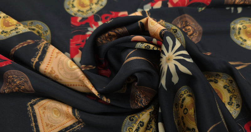 Woven Stretch Polyester Oriental Stamps