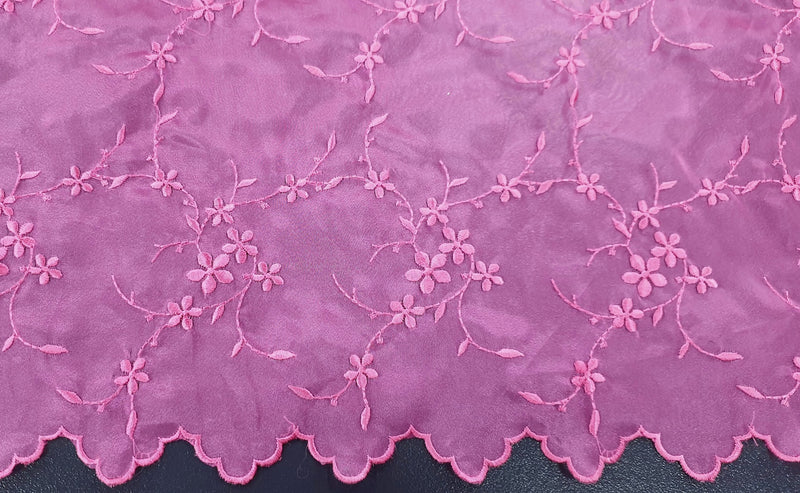 Embroidered Organza Hot Pink