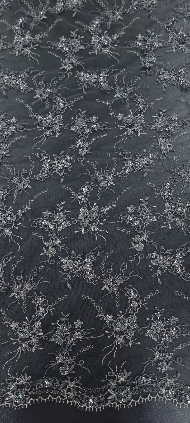 Embroidered lace fantasia Charcoal 3