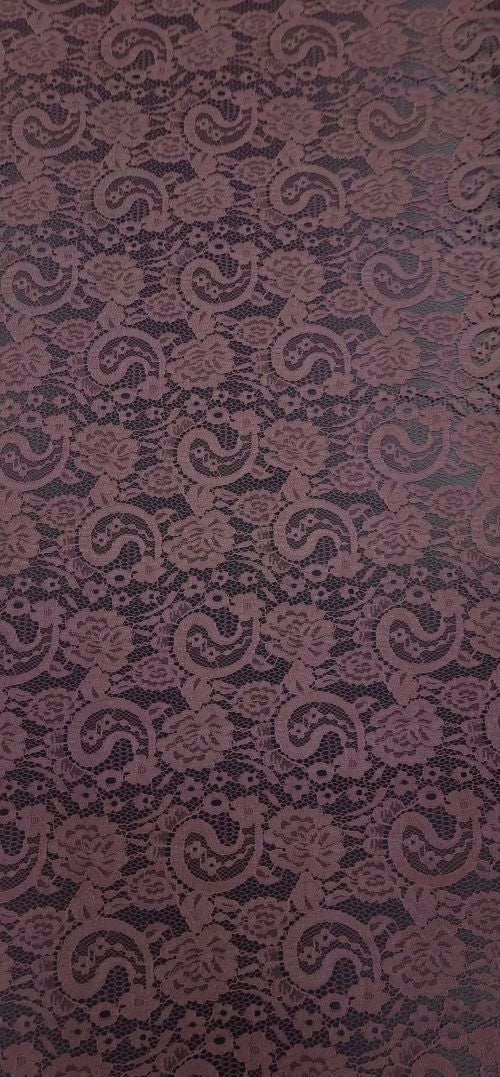 Embroidered lace floral swirl dusty rose 1