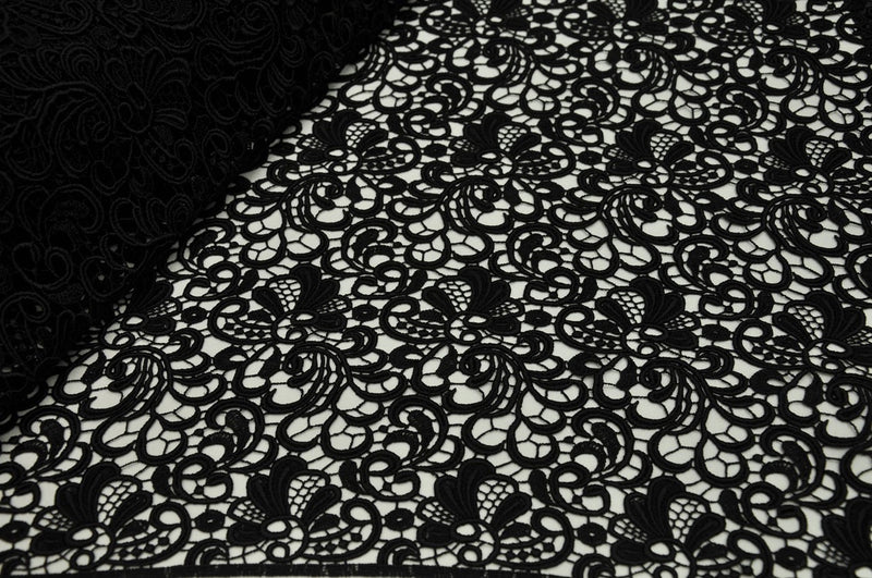 GL-BL.2 Guipure Lace Floral Swirl Black