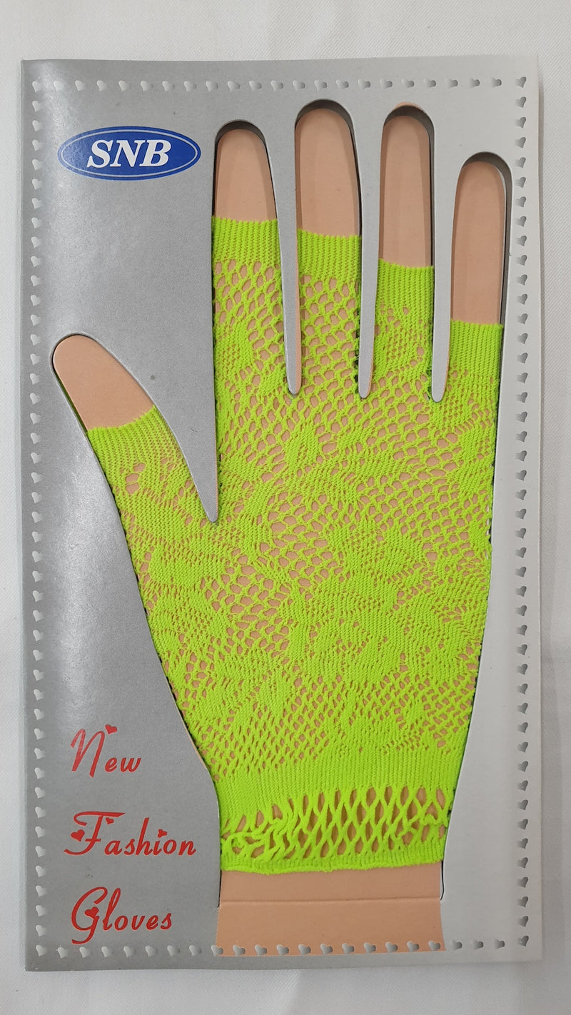 Gloves Fingerless Lace Neon