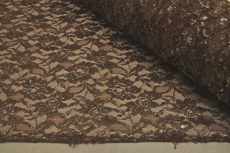 Lace Floral Brown Metallic