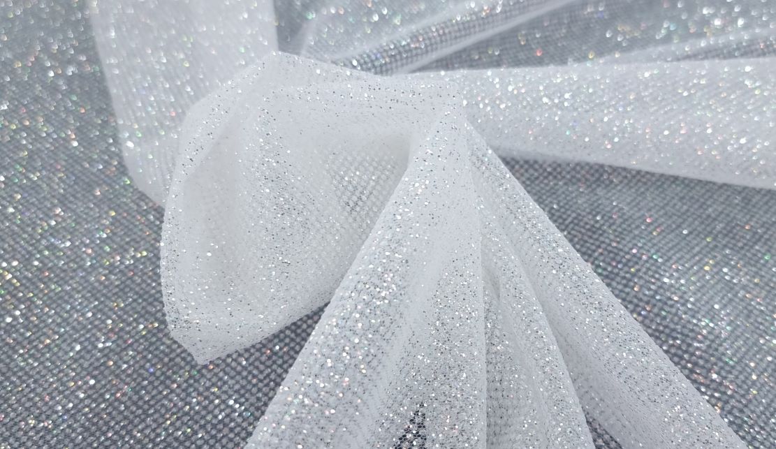 Luxe Glitter Tulle White