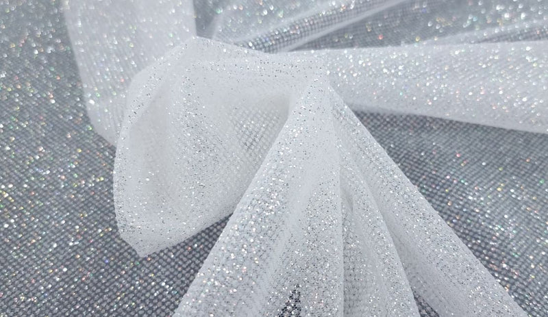 Luxe Glitter Tulle White