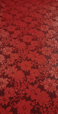 Metallic Floral Lace Red 1