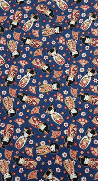 Printed Cotton Geisha Blue 1.1