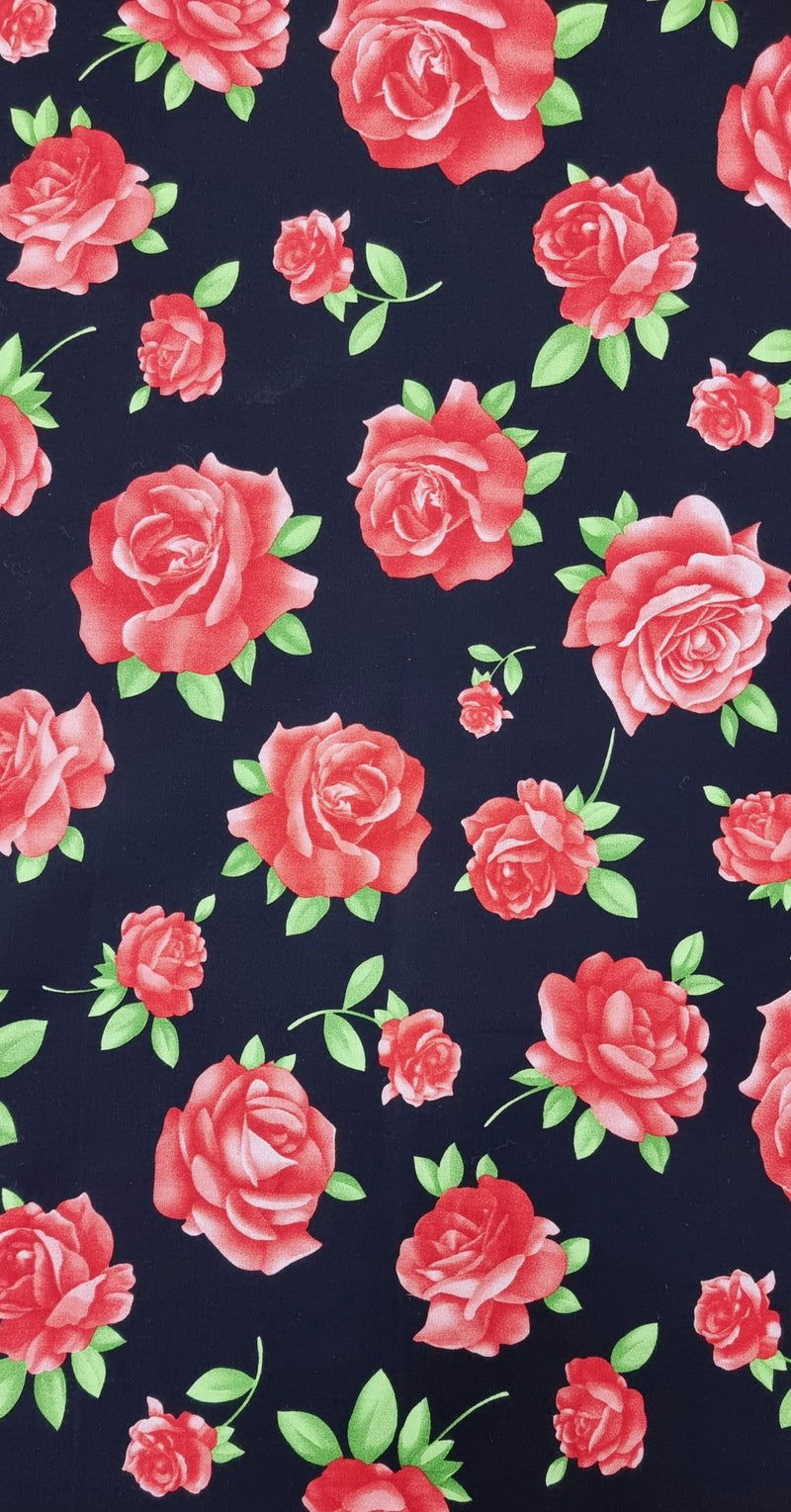 Printed Cotton Midnight Roses 1