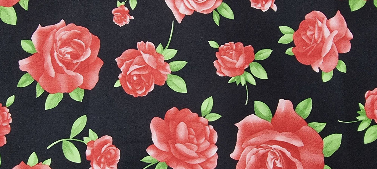 Printed Cotton Midnight Roses