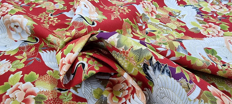 Printed Cotton Oriental Crane 2.1